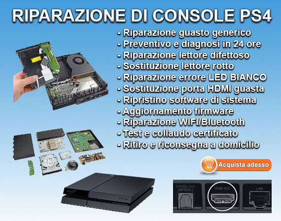 Riparazione ps4 e xbox one in 24 ore - Preventivo Gratuito